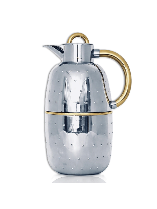 ترمس ، فضي/ذهبي لف مع نقط ، طقم عدد 3 ، 1.0 لتر