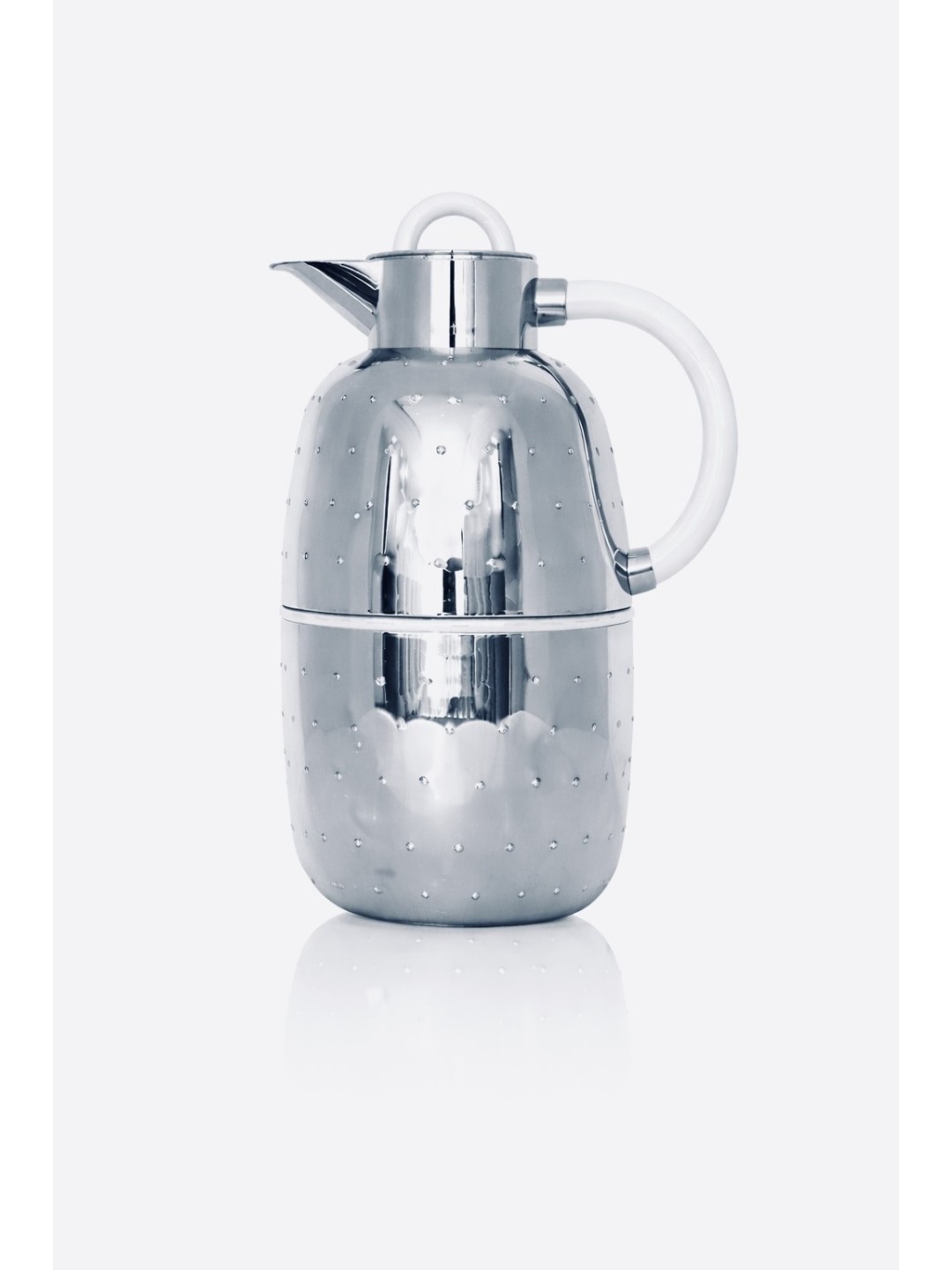 ترمس ، فضي/أبيض لف مع نقط ، 1.0 لتر