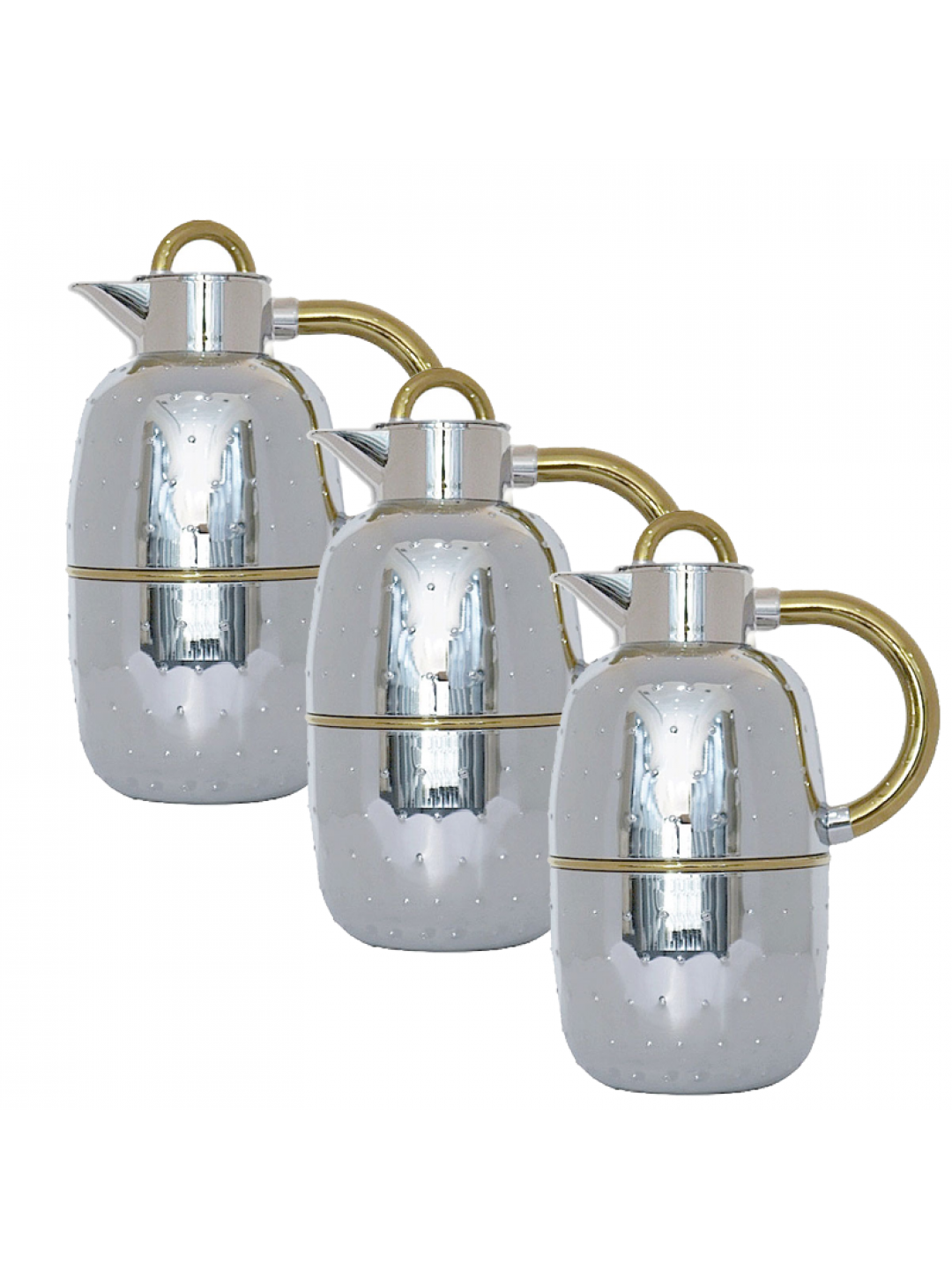 Set of 3 Thermos, Silver\Golden with Dots 1.0L	