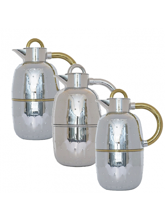 Set of 3 Thermos, Silver & Silver\Golden with Dots 1.0L	
